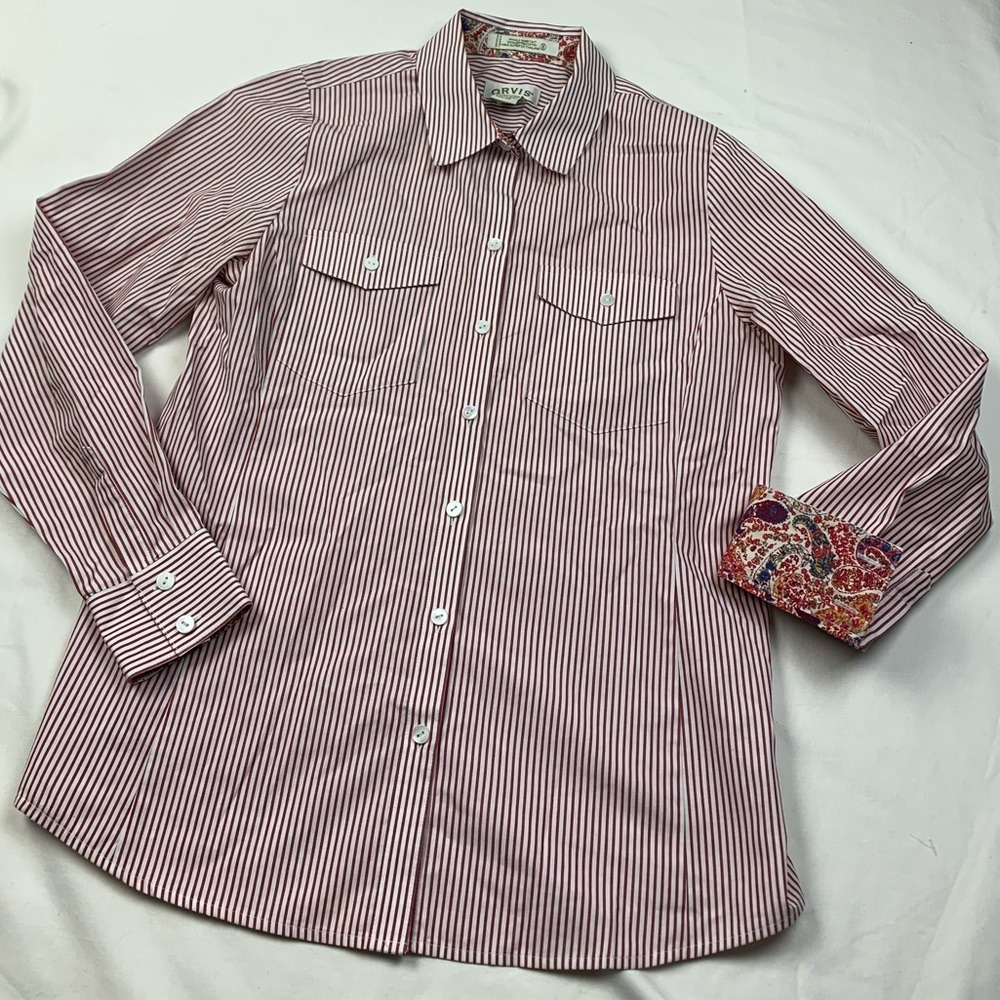 ORVIS‎ women's button front stripe shirt